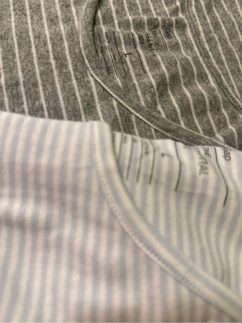 GAP Striped Layering tanks- Gray & Light Blue